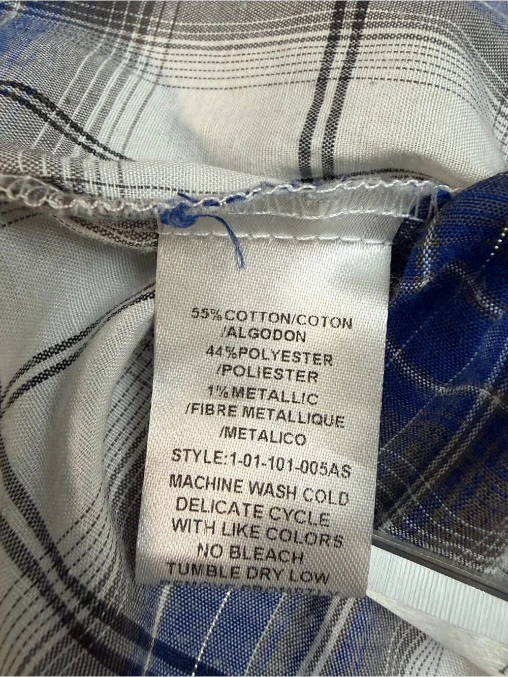 Roper Men's Blue and White Plaid Button-Down Western Shirt